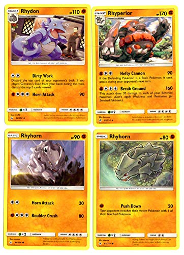 Evolution Card Set - Rhyperior 95/214 - Sun Moon Unbroken Bond - Rare 4 Card Lot
