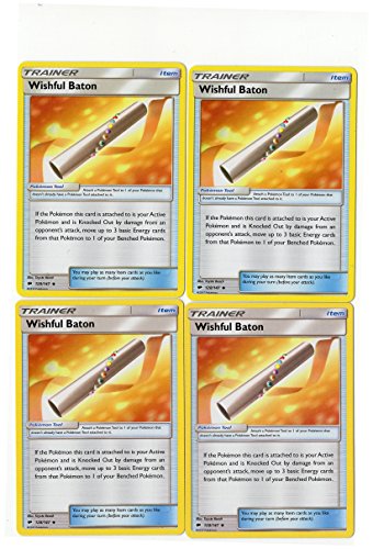 Wishful Baton 128/147 - Sun Moon Burning Shadows - Trainer Card Set - x4 Tool Card Lot (Playset)