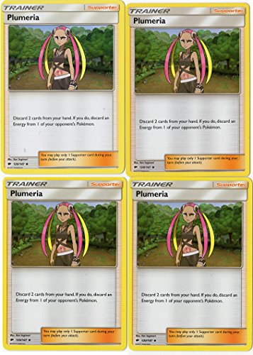 Plumeria 120/147 - Sun Moon Burning Shadows - Trainer Card Set - x4 Supporter Card Lot (Playset)