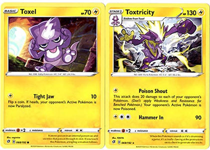 Pokemon Rebel Clash Evolution Set - Toxtricity 069/192 - Sword & Shield - Rare 2 Card Lot
