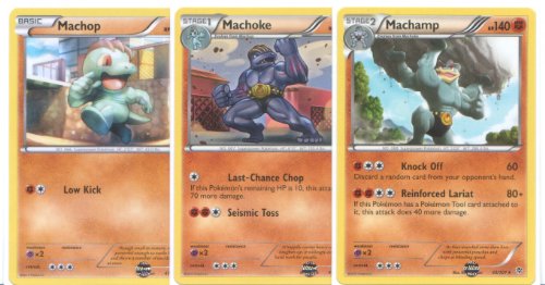 Pokemon Machamp, Machoke and Machop - Rare Card Evolution Set (Plasma Blast #47, #48 and #50)