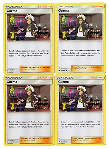 GUZMA 115/147 - Sun Moon Burning Shadows - Trainer Card Set - x4 Supporter Card Lot (Playset)