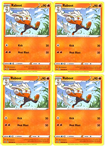 Pokemon Sword & Shield Raboot 033/202 - x4 Card Lot - Playset