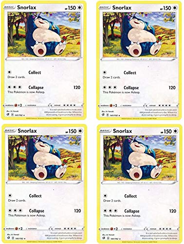 Pokemon - Snorlax - Rebel Clash x4 Card Playset - 141/192 Rare