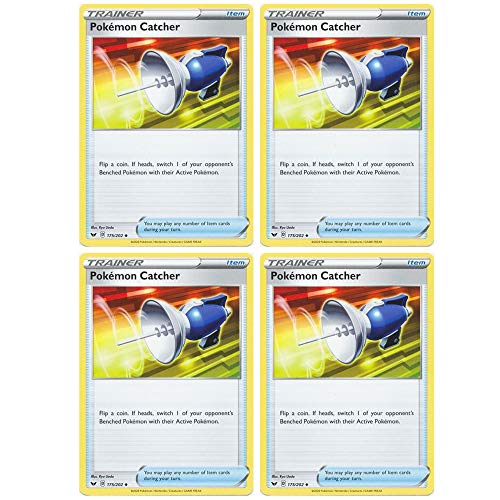 Pokemon Card - Pokemon Catcher - Sword and Shield Base - x4 Card Lot Playset - 175/202 Uncommon