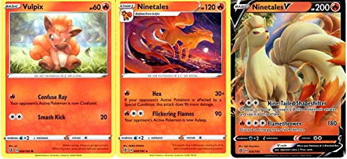 Pokemon Rebel Clash Evolution Set - Ninetales V 026/192 & Ninetales 025/192 - Sword & Shield - Ultra Rare 3 Card Lot
