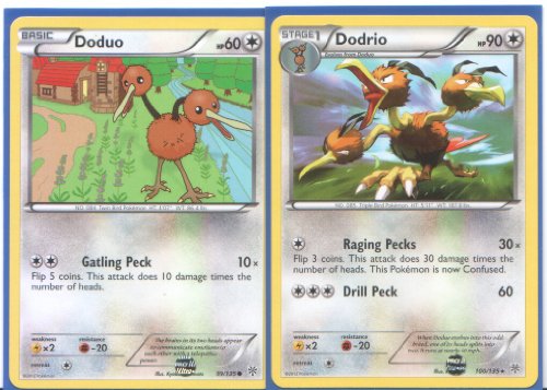 Dodrio and Duduo - Rare Pokemon Card Evolution Set (Plasma Storm #99 and #100)