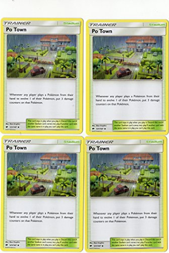 PO Town 121/147 - Sun Moon Burning Shadows - Trainer Card Set - x4 Stadium Card Lot (Playset)