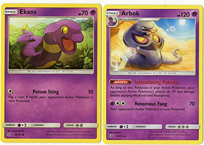 Pokemon Evolution Set - Arbok & Ekans - Sun Moon Shining Legends 37/73 Card lot