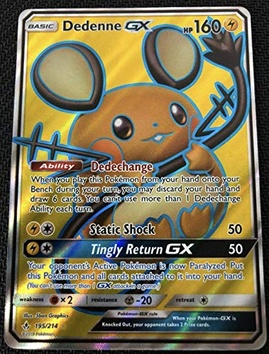 DEDENNE GX 195/214 - Unbroken Bonds - Full Art - NM/M - 100% Guaranteed Authentic