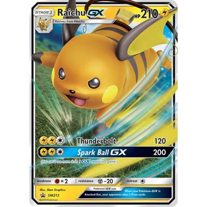 Raichu GX SM213 SM Black Star Promo Holo Pokemon Card EX-Near Mint Game Collection