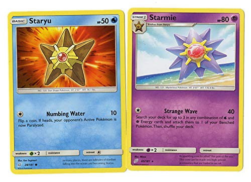 Sun Moon Team Up - Evolution Set - Starmie 65/181 - Staryu 28/181 - Rare Card Lot