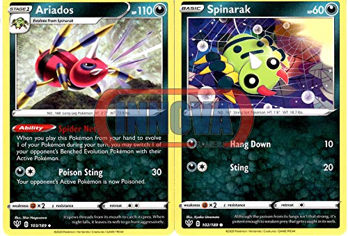 Pokemon Evolution Set - Ariados 103/189 - Darkness Ablaze Sword & Shield - 2 Card Lot
