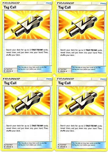 Pokemon Trainer Set - Tag Call 206/236- Sun Moon Cosmic Eclipse - 4 Item Card Lot