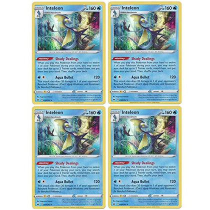 Pokemon Card - Inteleon - Sword and Shield Base - x4 Card Lot Playset - 058/202 Holo Rare