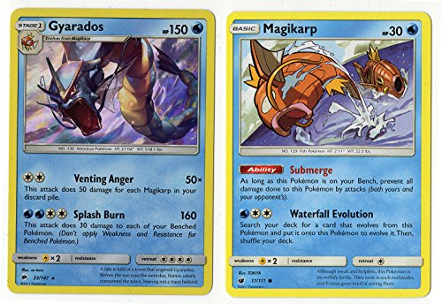 Pokemon Evolution Set - Gyarados/Magikarp Sun Moon 33/147 Burning Shadows Holo Rare Card LOT
