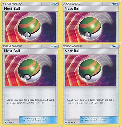 NEST Ball 123/149 - Sun Moon Base Set - Trainer Card Set - x4 Card Lot (Playset)